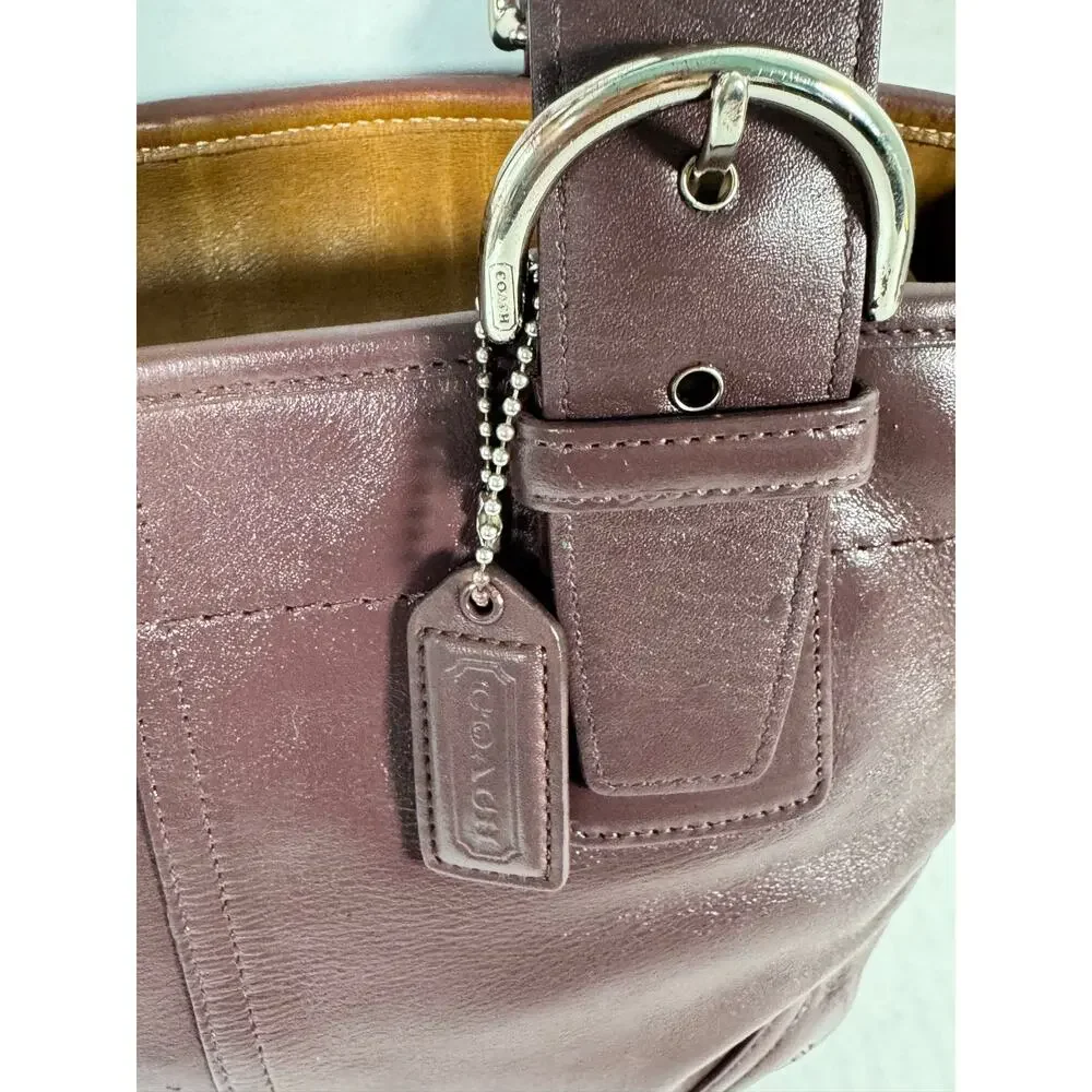 Coach Soho Plum Purple Leather Buckle Tote Shoulder Bag E3S-9544